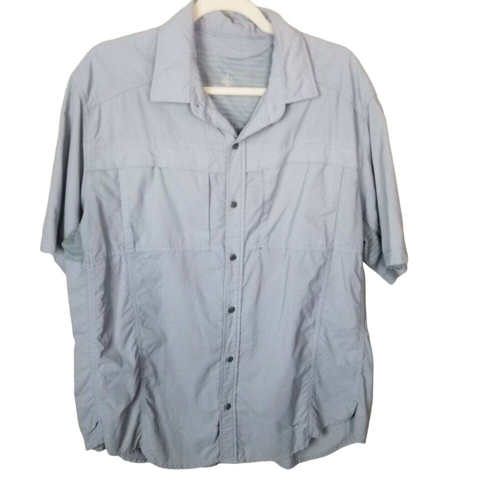 REI Mens Vented Fishing Shirt Size L Gray Outdoor Gorpcore Camping Nylon Stretch